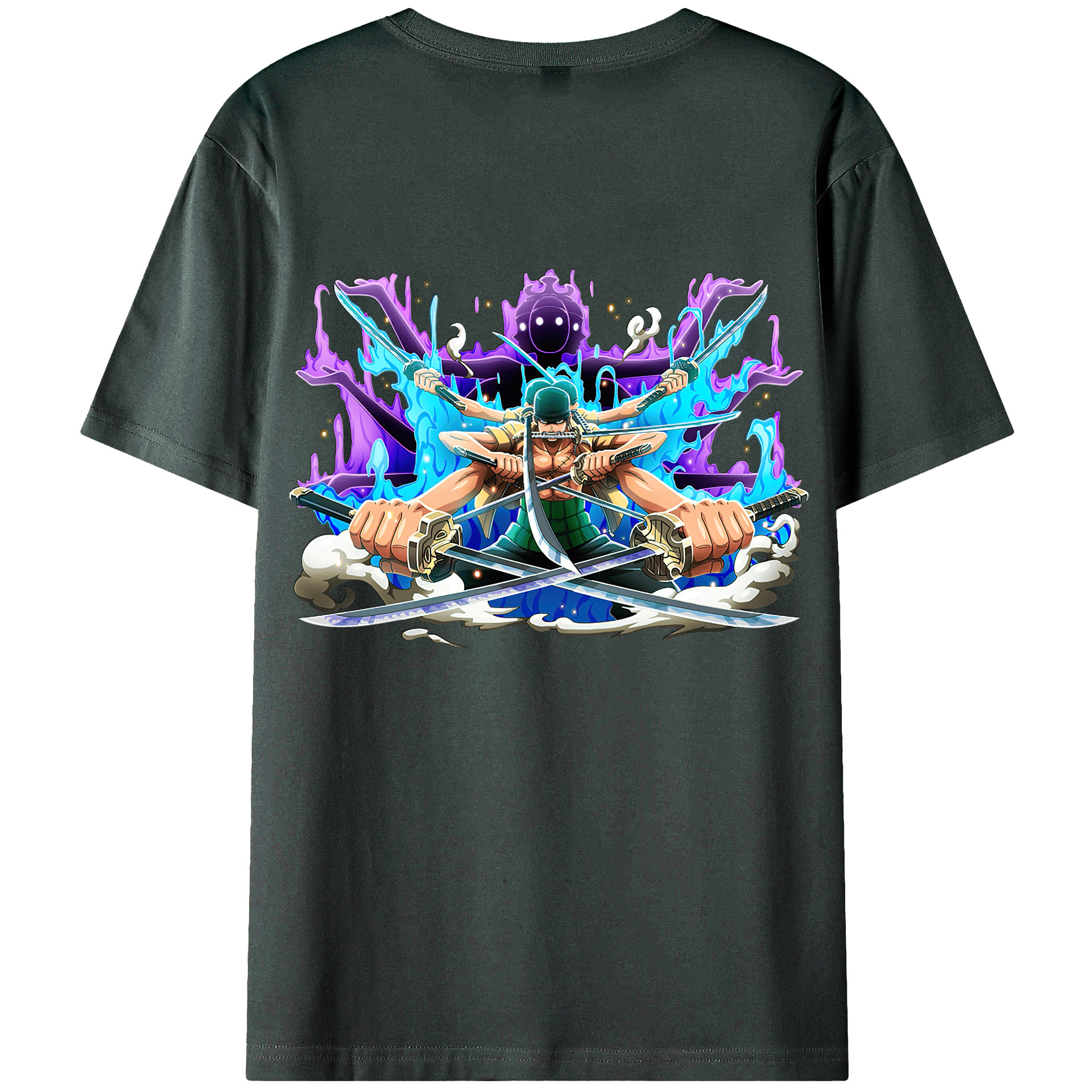 ワンピース ロロノア・ゾロ ONE PIECE Roronoa Zoro 綿100％ メンズ半袖Tシャツ（バックプリント） 通気性